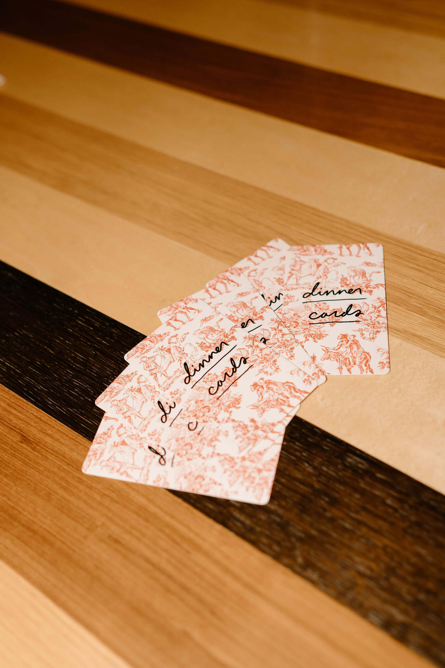 decorative "dinner cards" with conversation starters