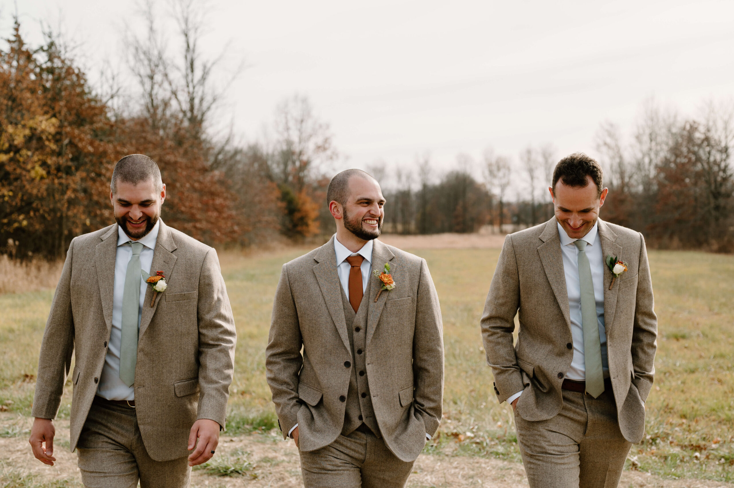 groomsman portrait during November wedding at the Farm Bakery and Events in Quakertown, PA